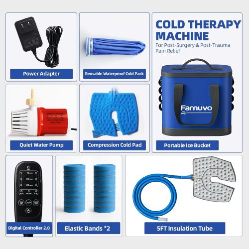 Cold Therapy Machine for Knee Replacement - Portable Ice Machine with Timer, 12Hrs Cooling, 3 Speeds for Pain Relief (Blue)- Ice Therapy Knee/Joints/Ankle/Muscle/Shoulder