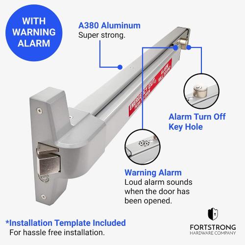 Commercial Door Bar Panic Exit Device with Alarm - FS-1550A UL Listed Push Bar Door Handle - Emergency Opener for Exits - Grade 1 Certified Crash Handle