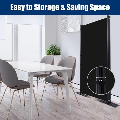 Room Divider 6FT Portable Room Dividers and Folding Privacy Screens, Fabric Divider for Room Separation, Partition Room Dividers Freestanding Wall Divider Screen Studio (Black, 4 Panel-136'')