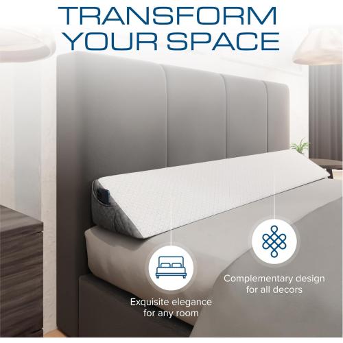 Grey and White 54*10*6 Kölbs Wedge Pillow Headboard, Flippable 2 Sided, Instantly Change Your Decor, Mattress Gap Filler Full Size