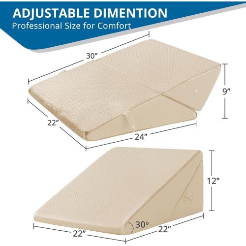 Sasttie Wedge Pillow Headboard, Adjustable Bed Wedge Pillow for After Surgery, Sleeping, Acid Reflux, Neck Pain, Back Pain, and Surgery Recovery, Beige