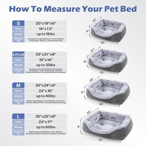 INVENHO Small Dog Bed for Small Dogs, Cat Beds for Indoor Cats Washable, Orthopedic Dog Bed, Warming Soft Calming Sleeping Puppy Bed Durable Pet Bed with Anti-Slip Bottom S(20x19x6)