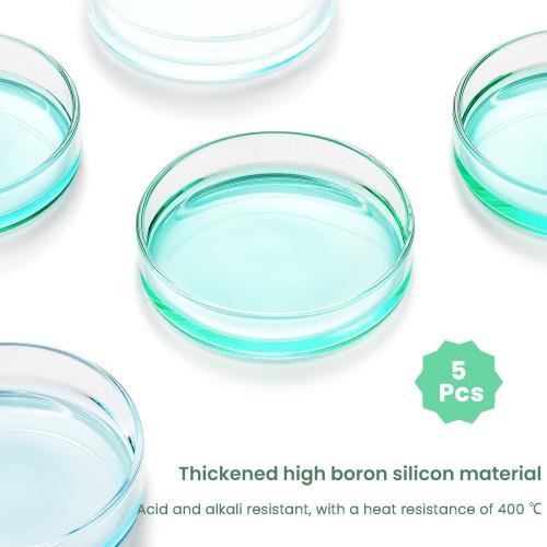 Huanyu 120mm Glass Petri Dish with Lids High Borosilicate Glass Petri Dishes Bacterial Culture Dishes for Lab Science Experiment (5pcs: 120mm)