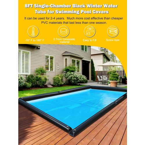 Thicker Black Winter Water Tube for Swimming Pool Covers, 5 Pack 8 FT Water Weight Bags for Pool Side, Three-Layer Composite Material