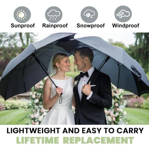 SIEPASA Compact Travel Umbrella - Windproof Auto Open/Close, Small Folding Umbrella for Rain - Lightweight & Durable with Fiberglass Frame, Waterproof Canopy - Fits Backpack, Purse, Suitcase. (Black)