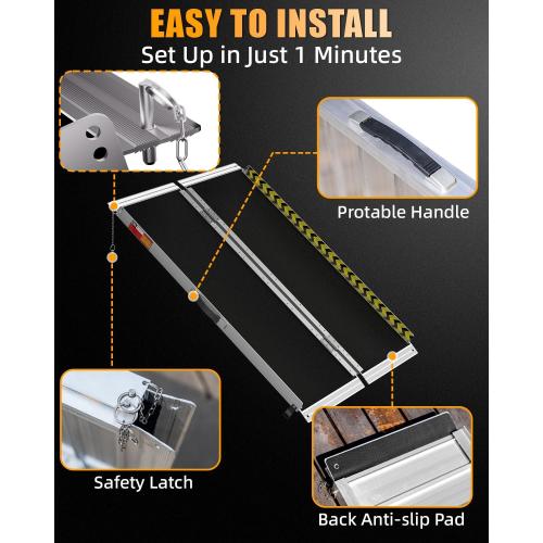 VNN Portable Wheelchair Ramp 4FT, Non-Slip Aluminum Ramps for Wheelchairs for Home, Handicap Wheelchair Ramps for Home Steps, Aluminum Loading Dock Plates, Doorways