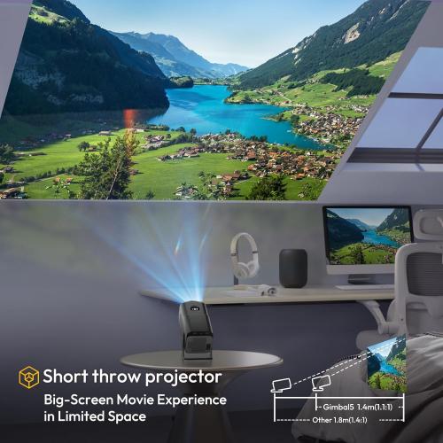 Color Black Smart Mini Projector XGODY Gimbal5 Android 11 Full HD Projector Native 1080P 4K Support 5G WiFi 6 Bluetooth 5.0 Home Movie Projector Electric Focu Auto Keystone 180 Rotating For PC/Lap/PS5 Dull Black