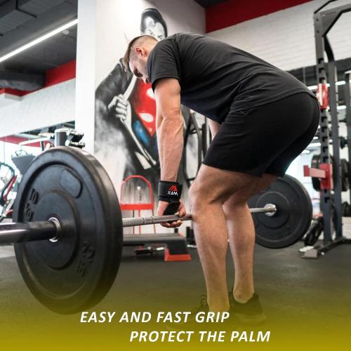 WFX Weight Lifting Hooks, Non-Slip Rubber Coated Grips, 7mm Neoprene Wrist Support Padding, Power Lifting Barbell Rows Dead Lifts Chin Pull Up Fitness Strength Training Straps Gym Workout Straps