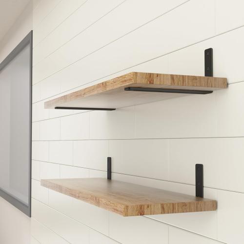 12-Pack 12 Inch Heavy Duty Shelf Brackets, Premium Floating L Bracket for Wall, Kitchen, Mantel Shelves Support | Quarter Inch (1/4) Thick | Black Powder Coated Steel