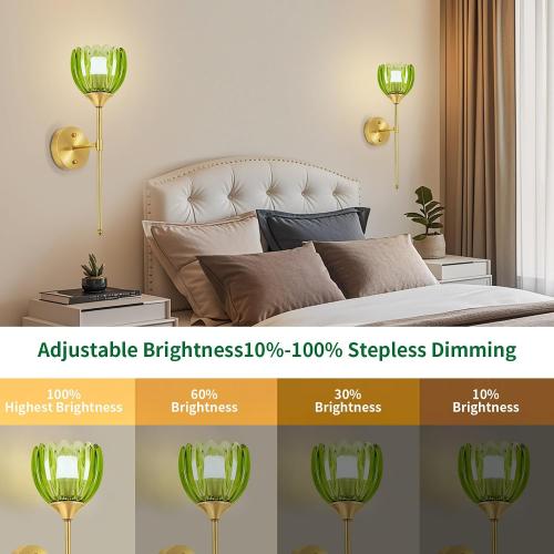 Battery Operated Wall Sconce Set of 2, Rechargeable Wireless Wall Sconce Lights with Glass Lampshade, 5000mAh Dimmable Bulbs with Remote,15 Colors Wireless Wall Lamps for Bedroom Living Room