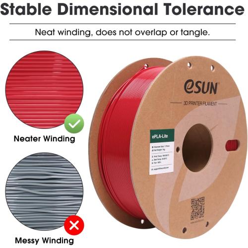eSUN PLA Filament 1.75mm, High Toughness 3D Printer Filament Upgraded PLA Filament, Dimensional Accuracy  /- 0.03mm, 1KG Cardboard Spool (2.2 LBS) 3D Printing Filament for 3D Printers, Fire Engine Red