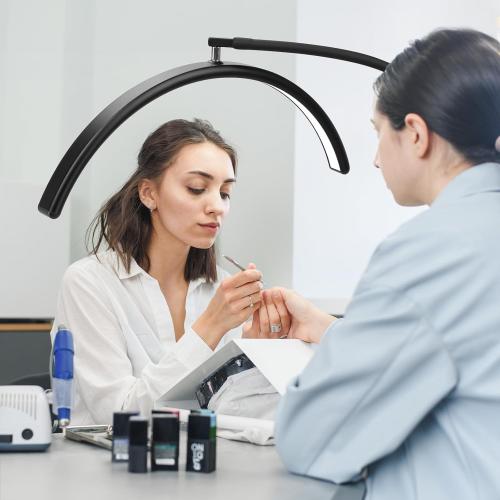 Half Moon LED Floor Light - Professional Shadow-Free Lamp for Lash Techs, Estheticians & Tattoo Artists | Dimmable for Eyelash Extensions, Nail Art, Home & Office