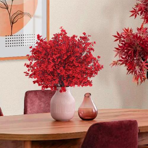 Yastouay Red Fake Flowers Artificial Flowers,  Real Touch Silk Flowers Faux Flowers for Decorations, Babys Breath Artificial Flowers Bulk for Spring Decor Floral Arrangement