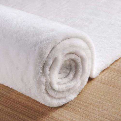 White Shaggy Bunny Fur Rugs for Living Room Washable Furry Area Rugs for Bedroom Nursery Rug 3x5 Teen Room Décor Boho Rug