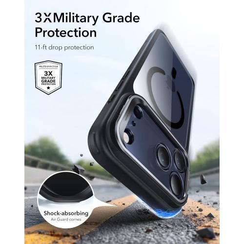 ESR for iPhone 17 Pro Max Case with Stash Stand, Camera Control Cover Compatible with MagSafe, Military-Grade Drop Protection Magnetic Phone Case, Scratch-Resistant Back Cover,Clear Black