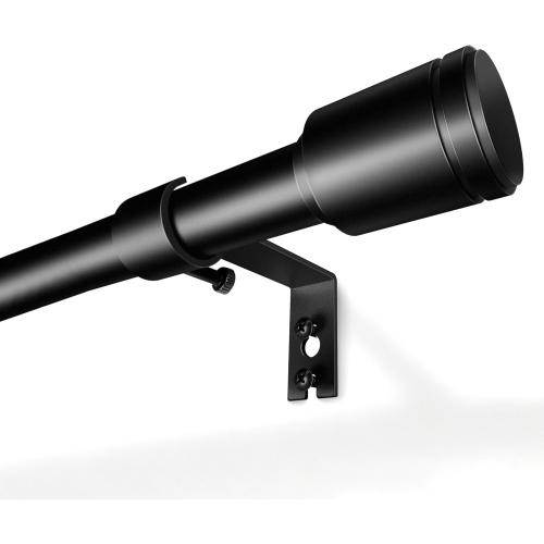Curtain Rods 30-90 Inch, Adjustable Black Curtain Rods for Windows 1 Pack