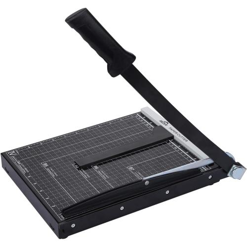 ISDIR Guillotine Paper Cutter 12 with Integrated Pressure Bar – Heavy Duty Metal Base, 12-Sheet Capacity, Magnetic Guide & Safety Guard – Precision Trimmer for Cardstock, Crafts, DIY, Photos & Office