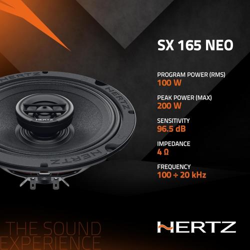 Black Pair of HERTZ SPL Show Series SX-165-NEO 6.5 Two-Way SPL Coaxial Speakers with Neo Magnets and UV/Waterproofing