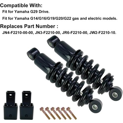 JR6-F2210-00 Golf Cart Heavy Duty Rear Shock Absorber and Coil Spring Fits 1995-2022 G29 Drive and G14/G16/G19/G20/G22 Gas & Electric, JN3-F2210-00, JN4-F2210-00-00 With 2 Adapters