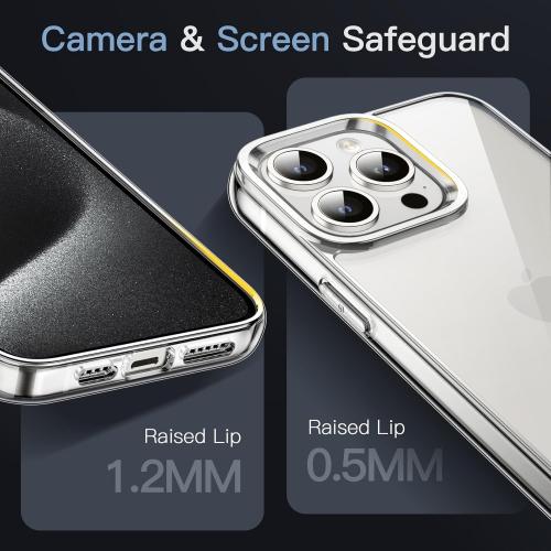 JETech Case for iPhone 15 Pro 6.1-Inch, Non-Yellowing Shockproof Phone Bumper Cover, Anti-Scratch Clear Back (Clear)