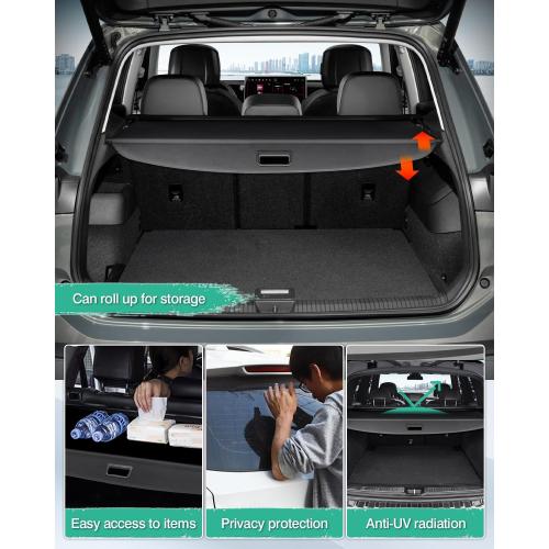 Powerty Cargo Cover for 2020-2025 2026 VW Volkswagen Atlas Cross Sport Accessories Rear Trunk Cover Luggage Cover Retractable Trunk Shielding Shade Cargo (NOT for VW Atlas)