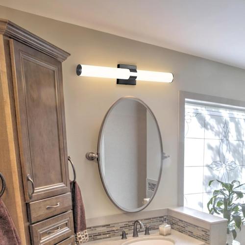 2 Packs Black Wall Sconces, L 23.6 Dimming Wall Light 12W LED Vanity Lighting Fixtures Hardwired Wall Light for Bathroom Dining Living Bedroom Hallway, 2700K Warm Light Horizontal / Vertical Mount