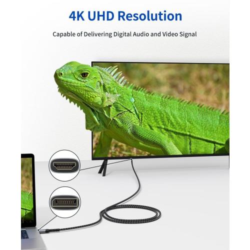 JSAUX 4K DisplayPort to HDMI Cable Adapter 10FT, DP to HDMI Male Video UHD 4K@30Hz/2K@60/1080P@120 Nylon DP to HDTV Uni-Directional Cord for Dell, Projector, Desktop, AMD, NVIDIA, Lenovo, HP, ThinkPad