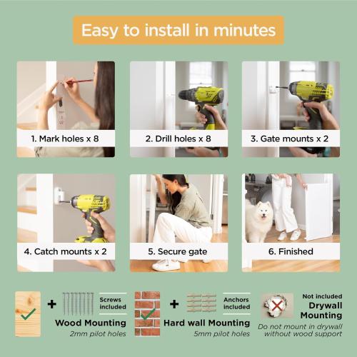 Hakuna Pets Indoor/Outdoor Paw Proof Retractable Dog Gate, 36.6 Tall Extends to 71 Wide, Gray