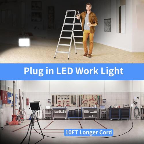 200W LED Flood Light Outdoor with Plug 10ft Wire, 24000Lm Super Brighter Security Light, IP66 Waterproof LED Worklight, 5000K Daylight White Exterior Floodlight for Yard Garden Garage Stadium(2 Pack)