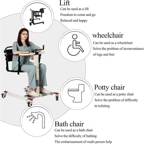Color White Patient Lift Transfer Chair, Patient Lift Wheelchair for Home and Car Portable Patient Lift Chair Wheelchair Lift for Home, Disabled and Elderly Nursing, Height/Width Adjust (Upgraded Backrest)