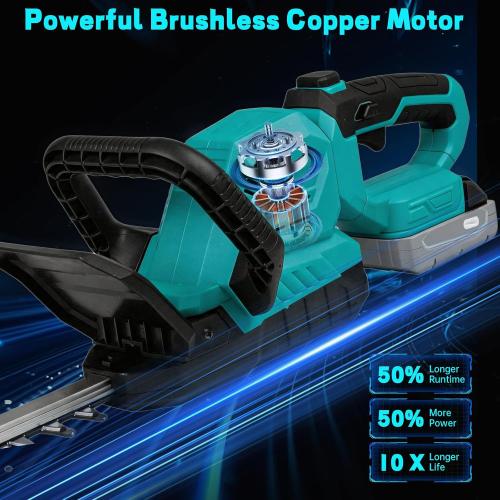 Cordless Hedge Trimmer 22-Inch Compatible with Makita 18V Battery, 3000RPM Brushless Motor Electric Hedge Trimmer, 180°Rotatable Head, Battery Powered Bush Trimmer for Yard, Garden(Tool Only)
