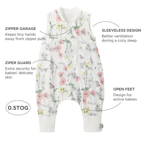 Duomiaomiao 0.5 TOG Toddler Sleep Bag 12-24 Months 100% Cotton Lightweight Baby Sleep Sack with Feet, Breathable Comfy Toddler Wearable Blanket