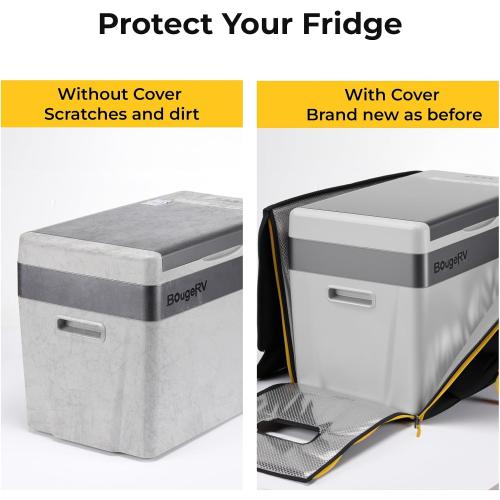 BougeRV 12 Volt Refrigerator With Cover 12V Car Fridge 30 Quart Portable Freezer Compressor Cooler Compressor Freezer, 12/24V DC 110~240V AC, -8℉~50℉ for Truck RV SUV