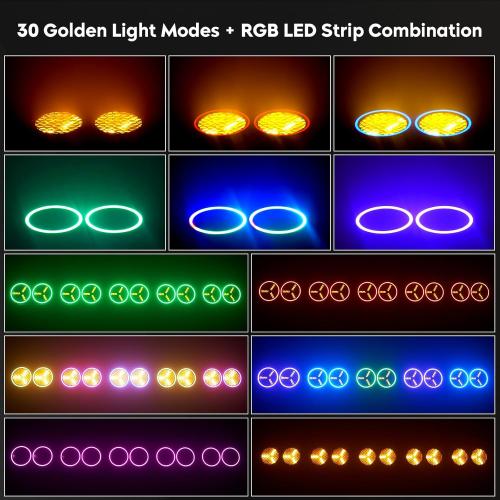 200W Stage Lights, 30 Lighting Effects Dual Eye Retro Par Lights with 6 COB Spotlights and 102 RGB LEDs Ring Strap, Sound Activated DMX512 Uplights for Wedding Club Theater Stage Lighting