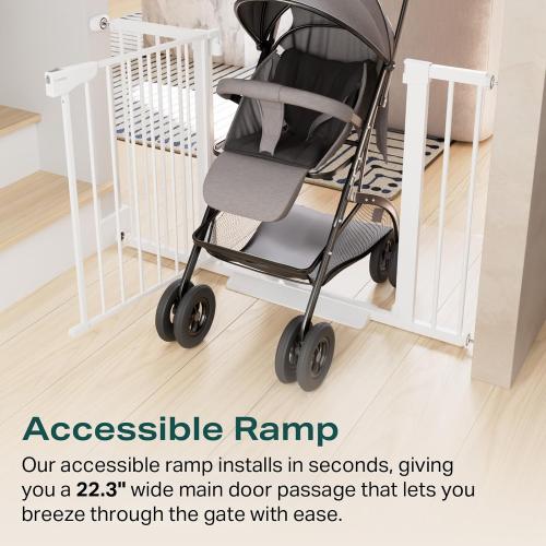 Cumbor 2 Pack 29.7-40.6(Extensions Included) Baby Gate for Stairs, Mom's Choice Awards Winner-Auto Close Dog Gate for doorways, Pressure Mounted Pet Gate Indoor, Wide Safety Child Gate for Dog,White