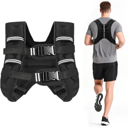 Zikopomi Weighted Vest Woman Man, 6lb/8lb/12lb/16lb/20lb/25lb/30lb Weight Vest with Reflective Stripes for Workout, Strength Training, Running, Fitness, Muscle Building, Weight Loss, Rucking Vest