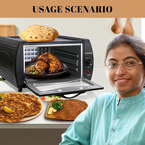 Tandoor Electric Oven: Make Authentic Indian Breads & Pizza at Home! Bake Naan, Roti, Manakish, Lahmacun & Tandoori Chicken. 2100W, 750°F, 15L Countertop Oven