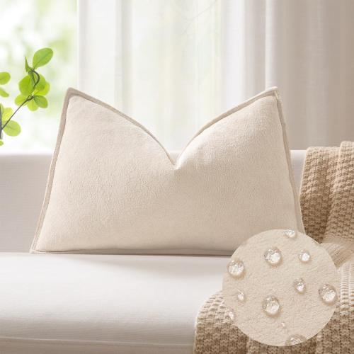 Kevin Textile Soft Waterproof Lumbar Pillow Cover 14x24 1 Pack, Beige