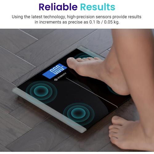 Etekcity Bathroom Scale for Body Weight, Highly Accurate Digital Electronic Weighing Machine for People, LCD Display, Large Size, 6mm Tempered Glass for Safe Home Use, Batteries Included, 400 lbs