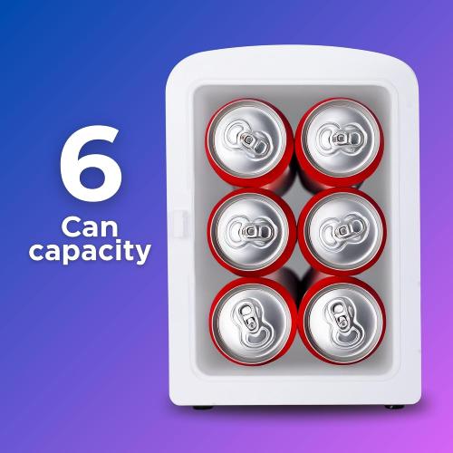 Coca-Cola 4L / 6-Can Mini Fridge with Multi-Color LED Light – Portable Thermoelectric 12V DC/110V AC Quiet Cooler/Warmer for Bedroom, Office, Car, Gaming Room, Mini Refrigerator for Drinks & Skincare