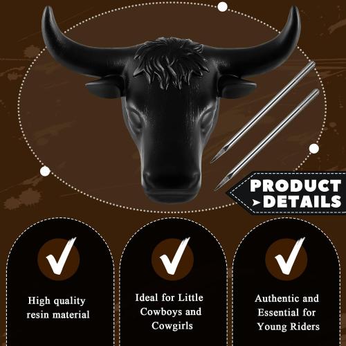 Crowye Junior Very Small Steer Head Roping Dummy with 11'' Horn Spread Complete Rodeo Set Cowboy Toy Roping Practice Dummy Steer Head Aluminum Rods for Horse Enthusiasts Junior Roper Practice