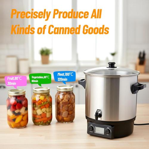 24.5QT Premium Stainless Steel Electric Water Bath Canner - Large-Capacity Digital Electric Canner with LCD Display, Adjustable Temp 86-212°F & Timer for Canning, Making Jams, Sauces, Pickles, Soups