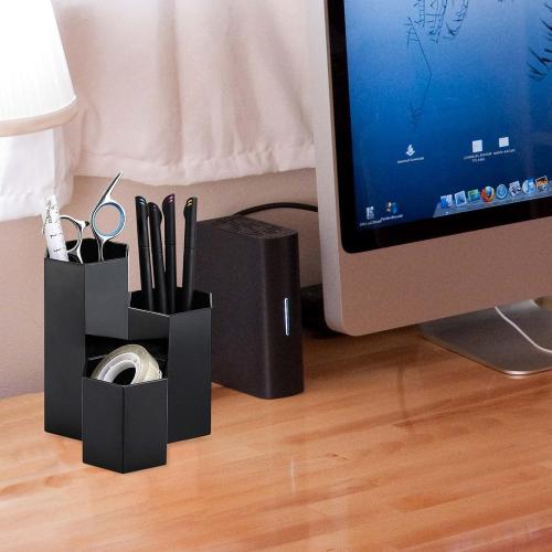 LoveBB Makeup Brush Holder Organizer, 3 Slot Plastic Cosmetics Brushes Pen Storage Solution, Black