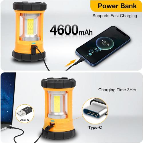 CT CAPETRONIX Camping Lantern, 3200LM Bright Camping Light, 4600mAh Rechargeable LED Lantern for Power Outages, 5 Light Modes Camping Lamp for Fishing/Hurricane/Emergency, Camping Must Haves