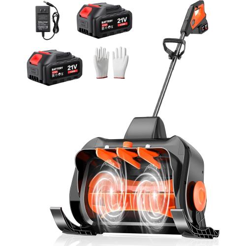 16 Cordless Snow Shovel, 3000mAh Battery Snow Blower, Lightweight Power Snow Thrower for Driveways & Sidewalks, Winter Snow Removal with Charger & 2 * 21V Batteries