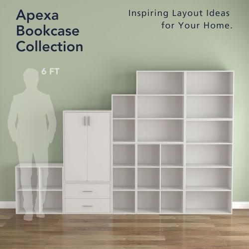 Homes: Inside   Out Apexa 4-Cube Storage Organizer Shelves, Stackable Wood Bookcase Fits Cubby Bins for Organization, Dorm Teen Room Decor & Home Office, White