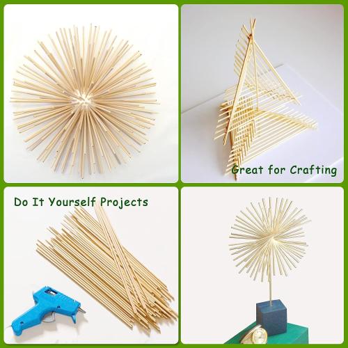 Wooden Dowel Rods, 200PCS 1/8 x 6 Inch Round Wooden Sticks for Arts Crafts, Home Decor, Cake Support, Photo Booth Props, Unfinished Natural Hardwood Sticks