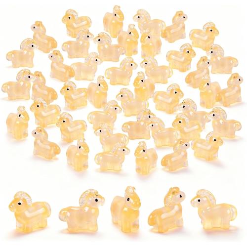 HOMICO 50 Pieces Mini Horse Animals Decor Luminous Mini Resin Animals for Dollhouse Micro Fairy Garden Landscape Aquarium Party Decorations
