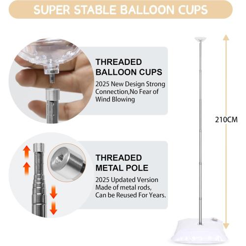 Upgraded Balloon Column Stand Kit, 7 Feet Height Adjustable Balloon Tower Pillar with Reusable Metal Telescopic Design for Graduation, Wedding, Baby Shower, Birthday Party Decoration