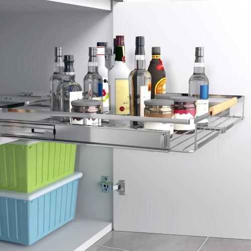 2Pack Expandable Pull Out Cabinet Organizer, 23~39.8W x 22.5D Heavy Duty Slide Out Shelves Adjustable Height Cabinet Pull Out Shelves,Expandable Width Spice Rack Organizer for Kitchen Cabinet